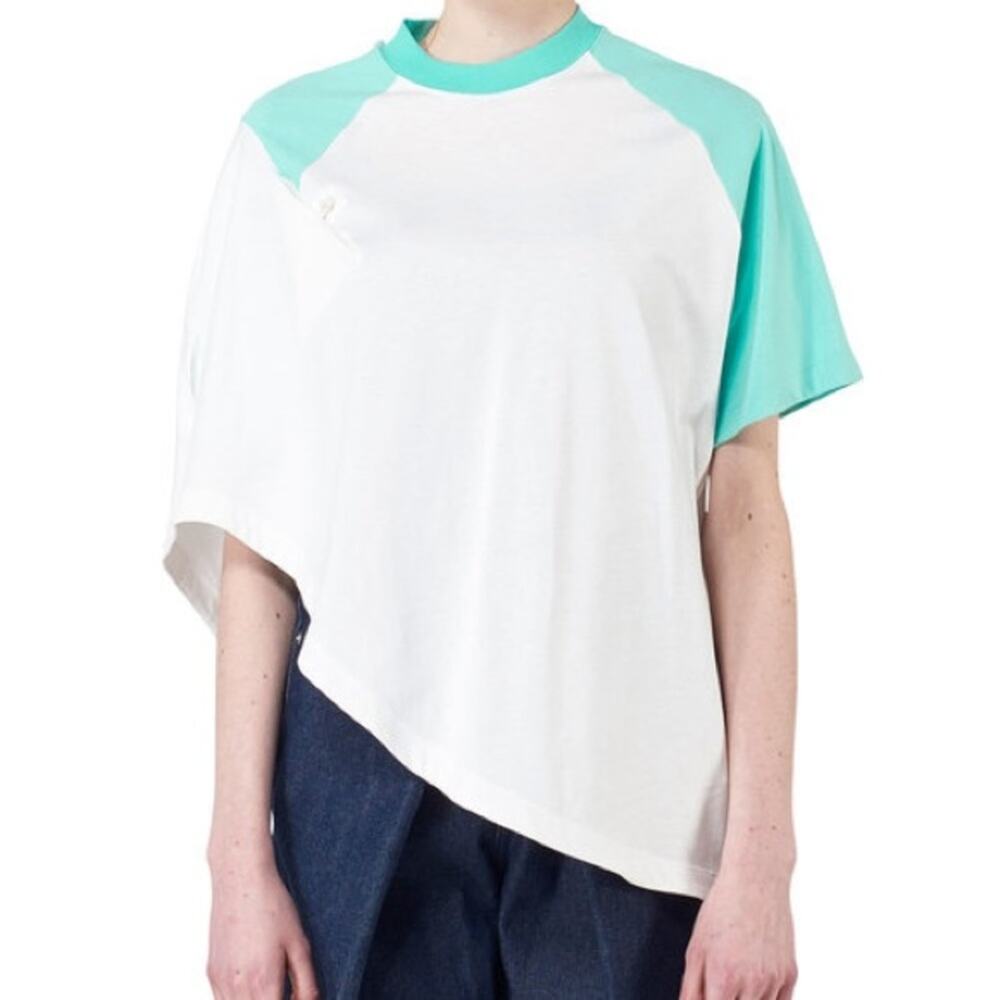 Sirloin Japanese Bukko-T Teal White Asymmetrical Short Sleeve Shirt Small